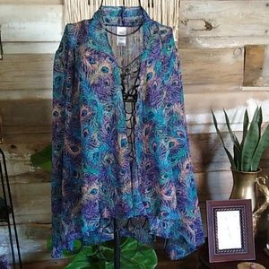 Susan Graver Tops - Susan Graver Peacock Cardigan Blouse Susan Graver Tops - Susan Graver Peacock Cardigan Blouse